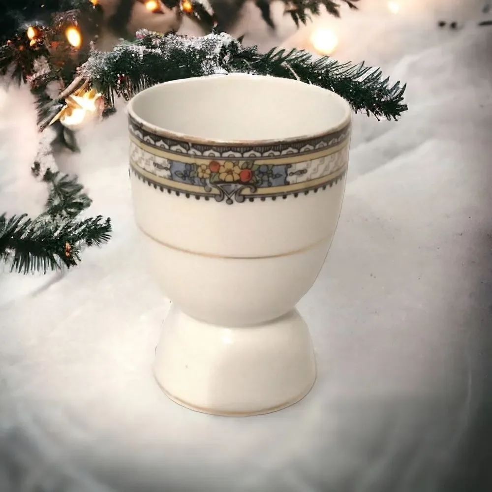1 Vtg Noritake Lavista Egg Cup Holder Hand Painted Japan Porcelain Art‎ Deco